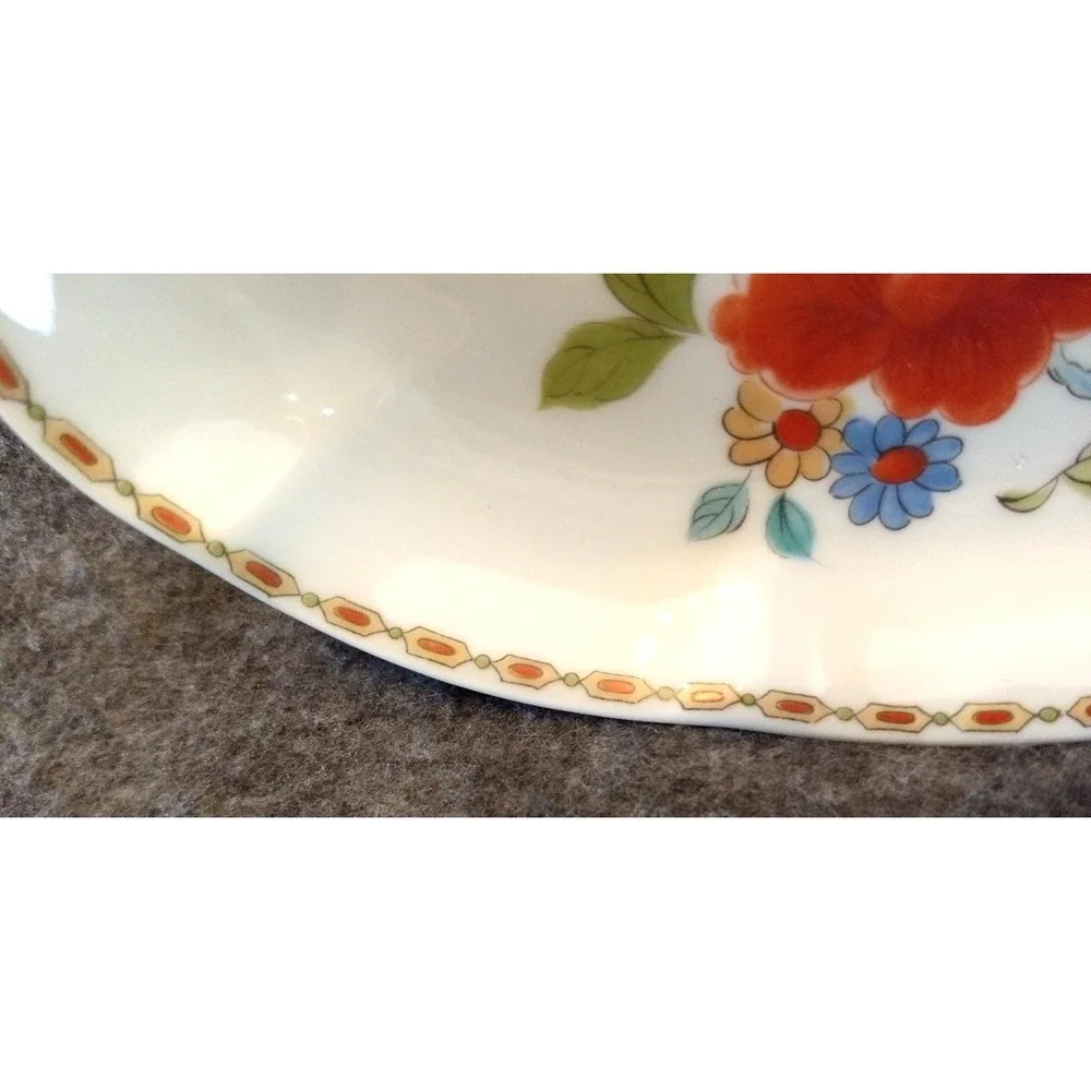 Limoges France Porcelain Vanity Tray LEC Handpainted Floral Scallop Edge Trinket